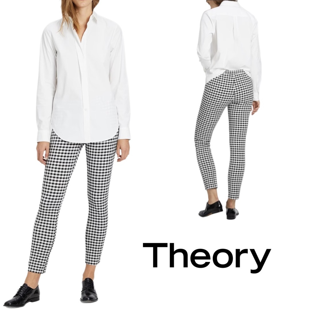 NEW Theory Classic Skinny Pant in Gingham Stretch Viscose